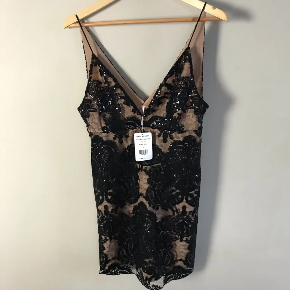 NWT Sparkly Black Free People Mini Dress - Picture 2 of 8